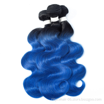 100% Virgin Remy Brazilian Human Hair Bundles Ombre Color Body Wave Human Hair Curly  Bundles  OT Blue Hair